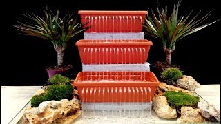 How to make Triple Waterfall Fountain using drinking straws very easy  DIY [upl. by Monson]