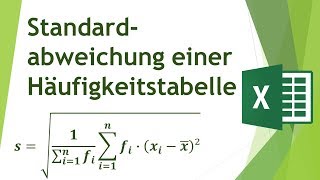 Standardabweichung einer Häufigkeitstabelle in Excel berechnen  Daten analysieren in Excel 10 [upl. by Iphigenia]