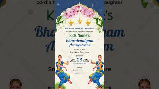 Arangetram Invitation Video  Kids Bharatnatyam Invitation Video  Whatsapp Invite  IM2238V [upl. by Ahsiliw]