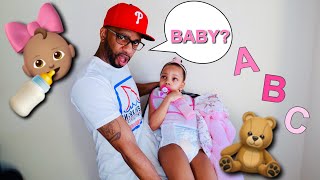 MY DAUGHTER ACTING LIKE A “BABY” 👶🏽 🎀TO SEE HOW HER DAD REACTS ADORABLY FUNNY [upl. by Shirley]