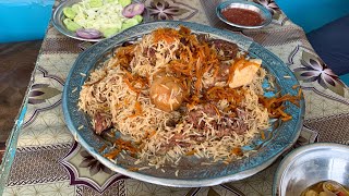 Street Food In Peshawar  MOUNTAIN OF KABULI PULAO  Chapal Kebab Raw Meat BBQ in Pakistan [upl. by Aynor35]