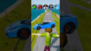 🚘CR7 vs Messi vs Mbappe vs Shaggy Rogers Characters ⚽️ beamngdrive simulator shorts football [upl. by Novahs]