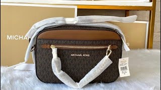 Michael Kors Jet Set Large Saffiano Leather Crossbody Bag in BrownAcorn by springflingmnlph [upl. by Niltyak]