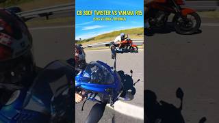 CB 300F Twister vs Yamaha R15 😧 Na descida tem o teste completo no canal r15v3 cb300f r15 [upl. by Hurst538]