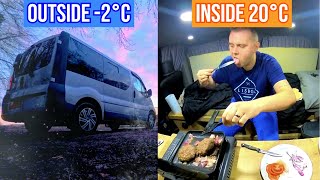 COSY WINTER Woodland Van Camping  Solo Stealth Camp amp Cook [upl. by Seena]