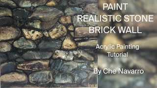 Stone Brick Wall  Step by Step Acrylic Painting Tutorial  Art [upl. by Carlton]