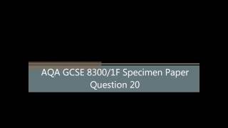 AQA GCSE 8300 1F Q20 [upl. by Nenerb]