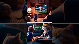 Baby Cat is a fan of Football ⚽  Brown Cat is Fan Of CR7  cat kitten kucing cartoon catlover [upl. by Ettenig]