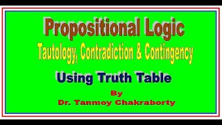 Introduction to Propositional Logic I Tautology Contradiction Contingency I Truth Table Method [upl. by Uriia428]