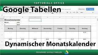 Dynamischen Monatskalender erstellen  Download Google Tabellen Spreadsheets [upl. by Rhett]