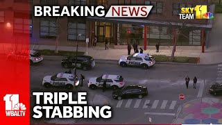 Police investigate triple stabbing in east Baltimore [upl. by Reiner223]