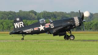 1948 CHANCE VOUGHT F4U5 Corsair Take Off and North American P51D Mustang [upl. by Meakem]