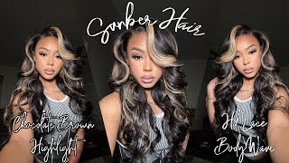 Bombshell ❤️‍🔥 Pin Curl Tutorial  Glueless Highlighted BodyWave Wig Install ft SunberHair [upl. by Ardnekat435]