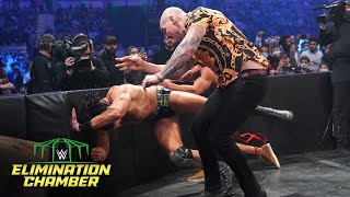 Corbin amp Moss drive McIntyre through barricade WWE Elimination Chamber 2022 WWE Network Exclusive [upl. by Sillig]