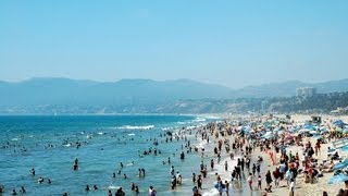 Visiting Santa Monica Beach  LA Travel [upl. by Nwahsear]