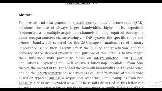 Bandwidth Considerations for Interferometric Applications Based on TanDEM X [upl. by Merari]