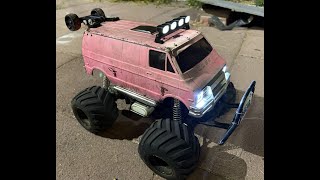 91 Tamiya Lunchbox 3D Printed Wheelie bar roof mount PLA test run [upl. by Cinimmod]