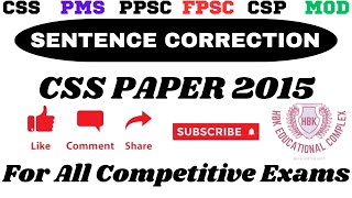 Sentence Correction  CSS English Paper 2015  English for CSS and PMS [upl. by Lock]