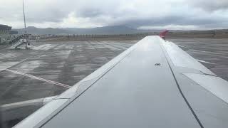 4K Turkish Airlines Airbus A319100 Winter Pushback Taxi and Takeoff in Denizli [upl. by Thaddaus]