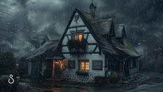 Sleeping In A Medieval Tavern Inn Listening To Rain Sweeping Sleet amp Thunder 💧❄️⚡ Black Screen [upl. by Hiasi]