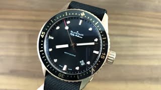 Blancpain Fifty Fathoms Bathyscaphe 500036S30NABA Blancpain Watch Review [upl. by Aihtennek]