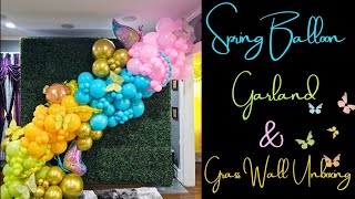 Spring Balloon Garland  Balloon Decoration Ideas  unboxing Grass Wall balloons balloondecor [upl. by Lindbom]