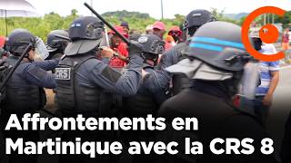 Martinique  La CRS 8 intervient sur un barrage  affrontements avec les manifestants  7 octobre [upl. by Valentijn876]