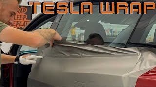 How to vinyl wrap a Tesla Model 3 Part 4 Vinyl wrap ASMR [upl. by Mccreery559]