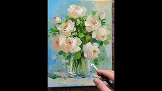 Bouquet oil painting Vugar Mamedov [upl. by Llorrad]