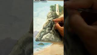 how to paint a cliff on acrylicpainting tutorialacrylic paintingshortpaintingvideo [upl. by Alodie]