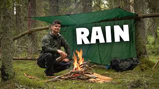 Rainy Camping Tarp Shelter Coffee From Springs Day Hike [upl. by Ase816]