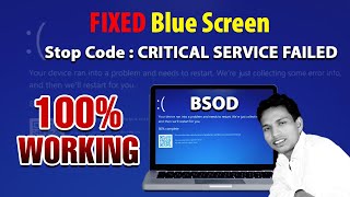 Stop Code  CRITICAL SERVICE FAILED Windows 10  How to Solved Blue Screen BSOD DgTech [upl. by Dave]