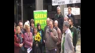 Larry Sanders launching Oxfordshire Green Party county council election campaign 2013 [upl. by Sadonia]