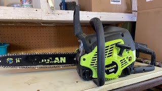 How To Adjust A Chainsaw Chain Poulan [upl. by Atinal]