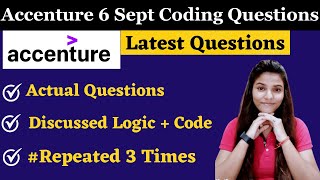 Accenture Coding Questions asked on 7 Sept accenturecodingquestions accentureplacementprep [upl. by Erbma]