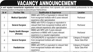 Vacancy Announcement  Jobs 2024  Latest jobs Peshawar [upl. by Onidranreb]