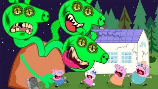 Peppa Pig Turn Into A Zombie Snake Three Heads At The House  Peppa Pig Funny Animation [upl. by Ahsinhoj]