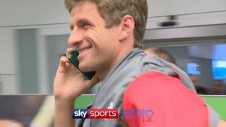 Thomas Muller hilariously uses his passport as a phone to avoid reporters [upl. by Dallman]