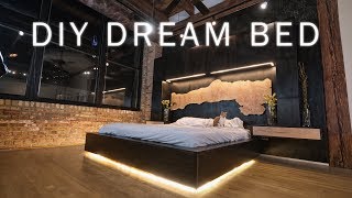 DIY Dream Bed  Modern Bedroom Renovation for my Loft  Woodworking amp LED Lighting [upl. by Nawor119]