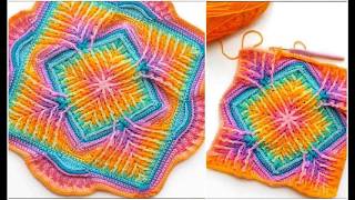 Elements Cal Crochet Square مربع العناصر كروشيه [upl. by Enegue]