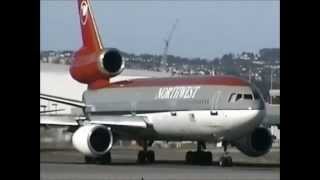 SFO  N155US Northwest Airlines DC1040 departing Runway 1R at San Francisco [upl. by Adyaj335]