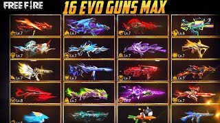 16 Evo Guns Max Free Fire Collection  All Elite Passes Full Collection Video  Gaming Junction [upl. by Elton967]