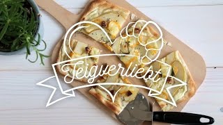 Rezept Flammkuchen mit Rotschmierkäse amp Birne  Teigverliebt [upl. by Behnken58]