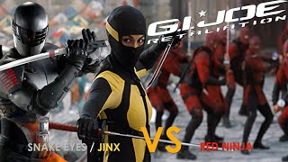 SNAKE EYES  JINX VS RED NINJA  CLIFF FIGHT GI JOE RETALIATION 2013 [upl. by Htederem]