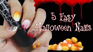 Halloween Nail Art  5 Easy Nail Designs  Wishtrend [upl. by Adnohrahs653]