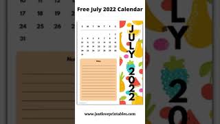 Free July 2022 Calendar [upl. by Hanad653]