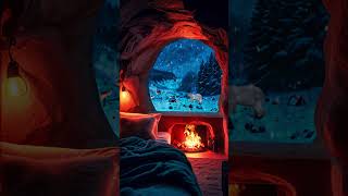 Fireplace camping Crackling Sound in the snow for sleeping relaxing tour sleepwell travel [upl. by Effie]