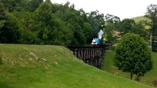 Thomas the Tank Engine Crossing the Trestle at Tweetsie Railroad [upl. by Luana522]