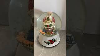 Pfaltzgraff Christmas Heritage Santa Double Snow Globe in Orginal Box Plays Deck the Halls [upl. by Tirrej287]