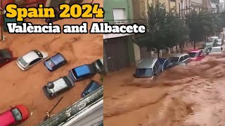 Footage of historic flood disaster in Valencia and Albacete Spain Inundación [upl. by Asirap35]